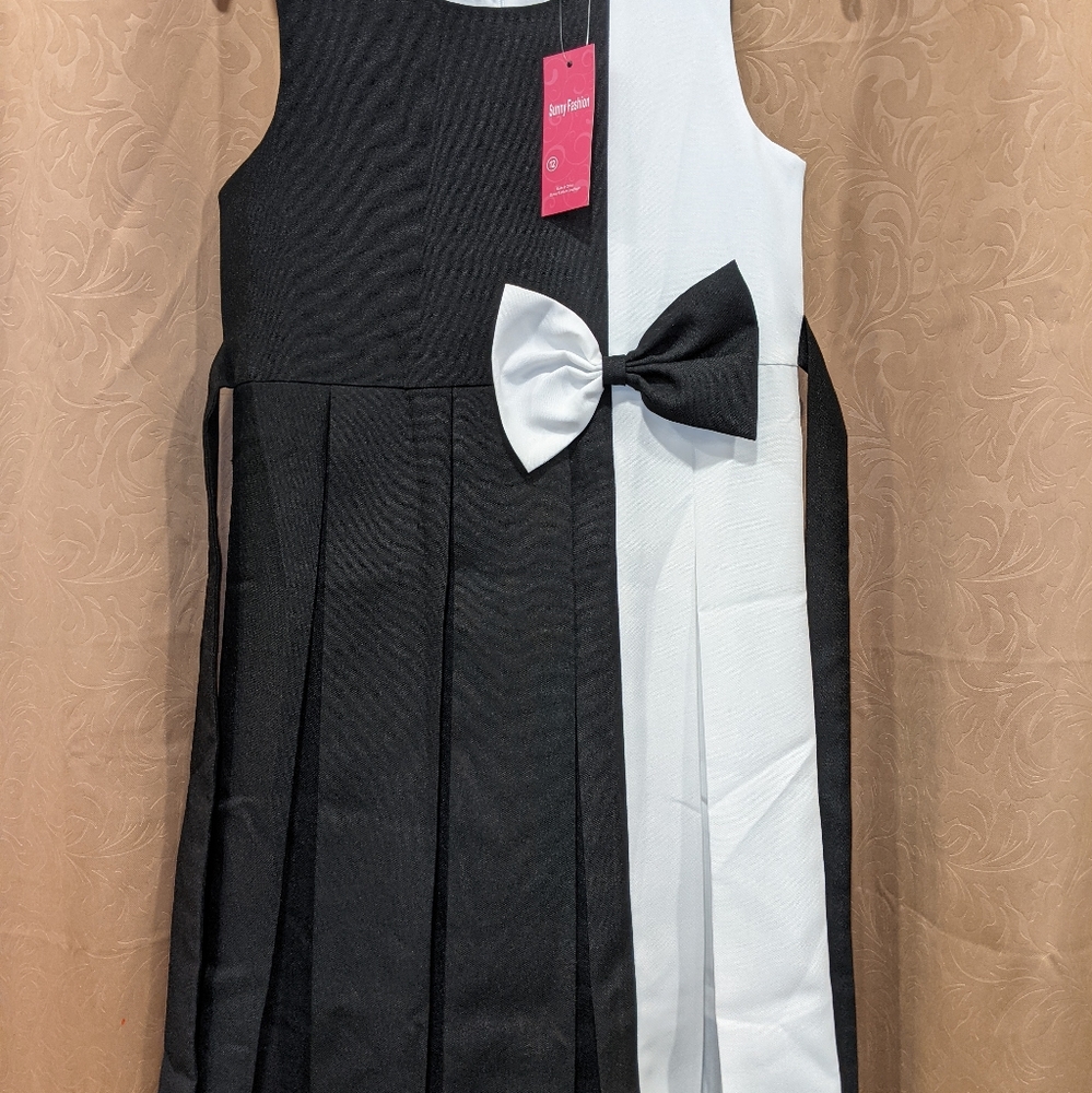 Sunny Fashion Girls Dress Color Block Contrast Bow Tie Everyday Party Dress